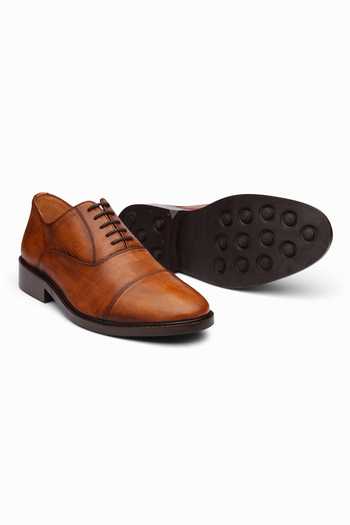 Dapper Shoes Cap Toe Oxford Distressed Tan Patina Shoes  