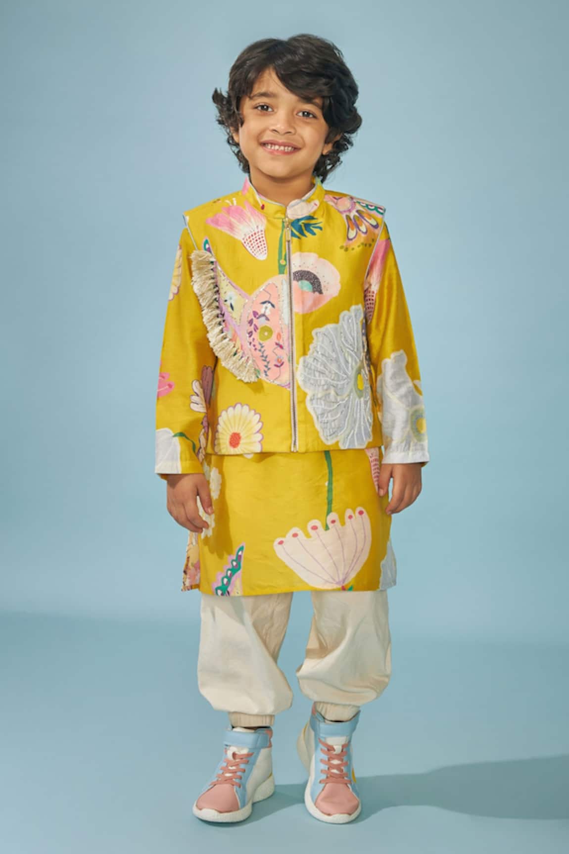 Joey & Pooh Designer Yellow Kurta Set 