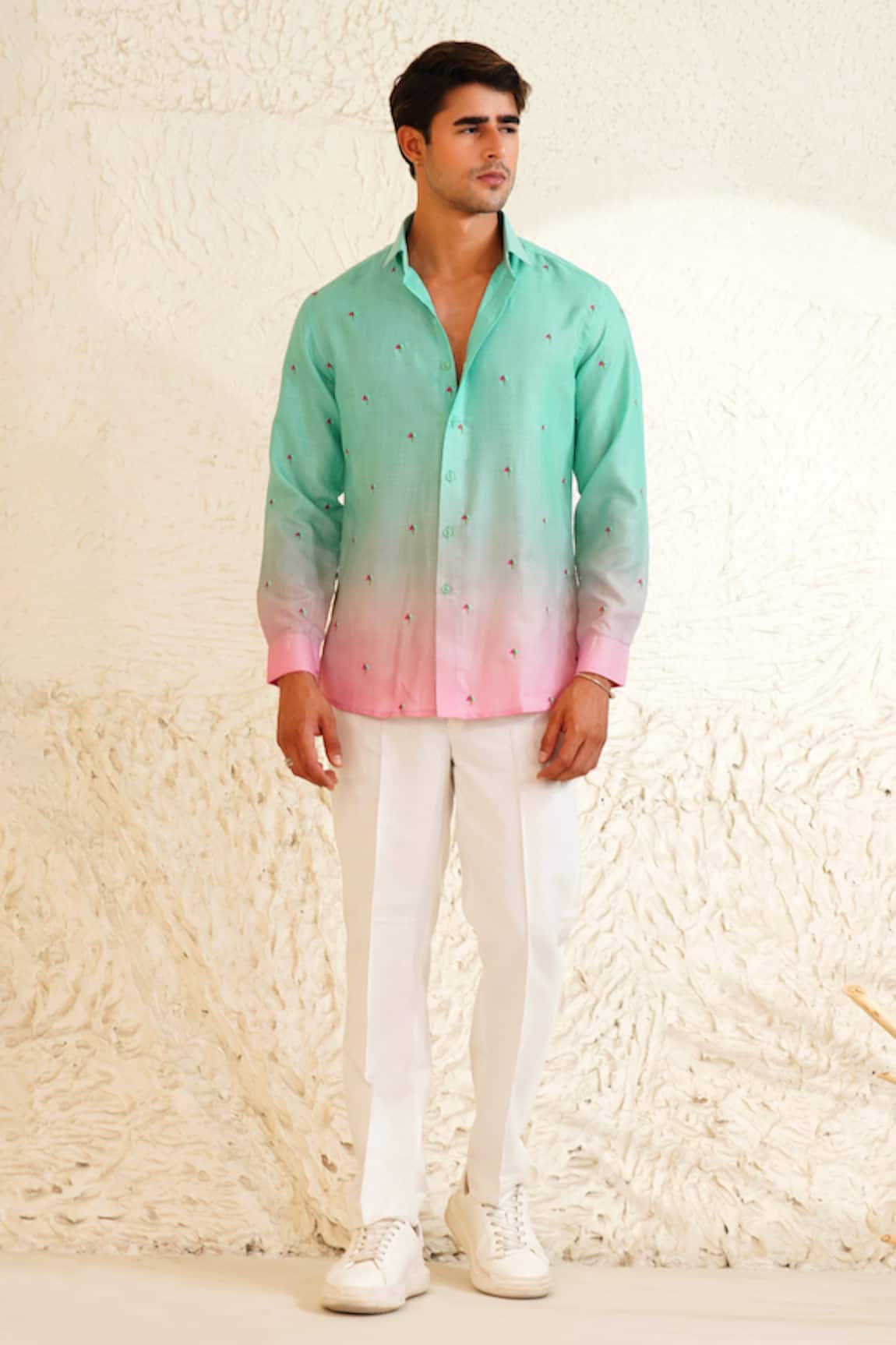 Eleven Brothers Rain Check Embroidered Linen Shirt 