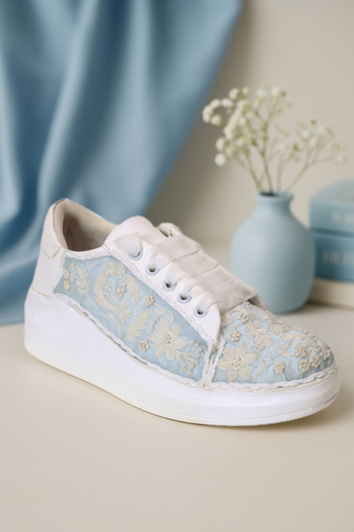 The Saree Sneakers Blue Dream Sneakers Sky Blue Designer Sneakers