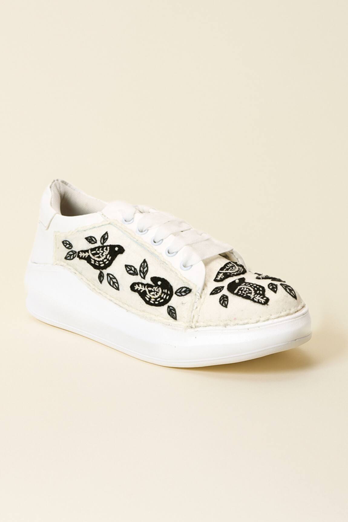 The Saree Sneakers Blackbird Embroidered Sneakers