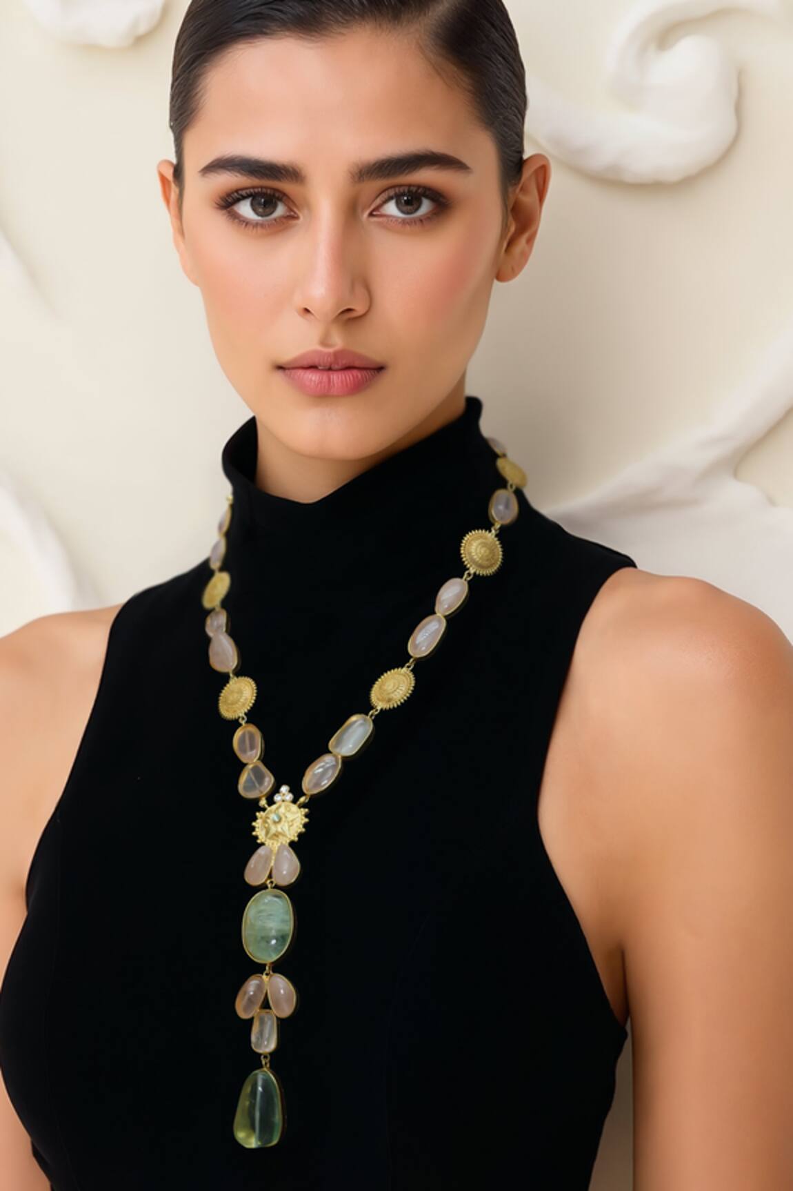 Tad Accessories Gold Finish Agate Necklace 