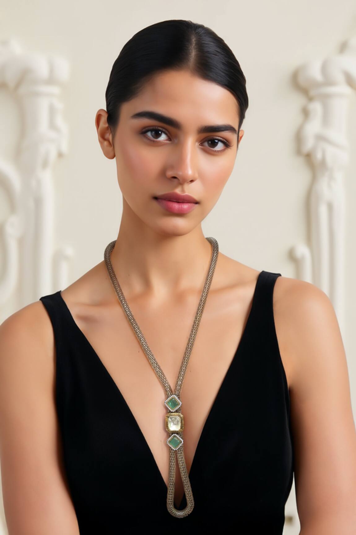 Tad Accessories Antique Finish Kundan Polki Necklace 