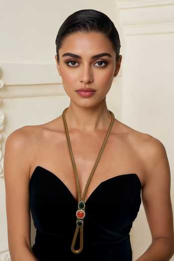 Tad Accessories Gold Finish Kundan Necklace 