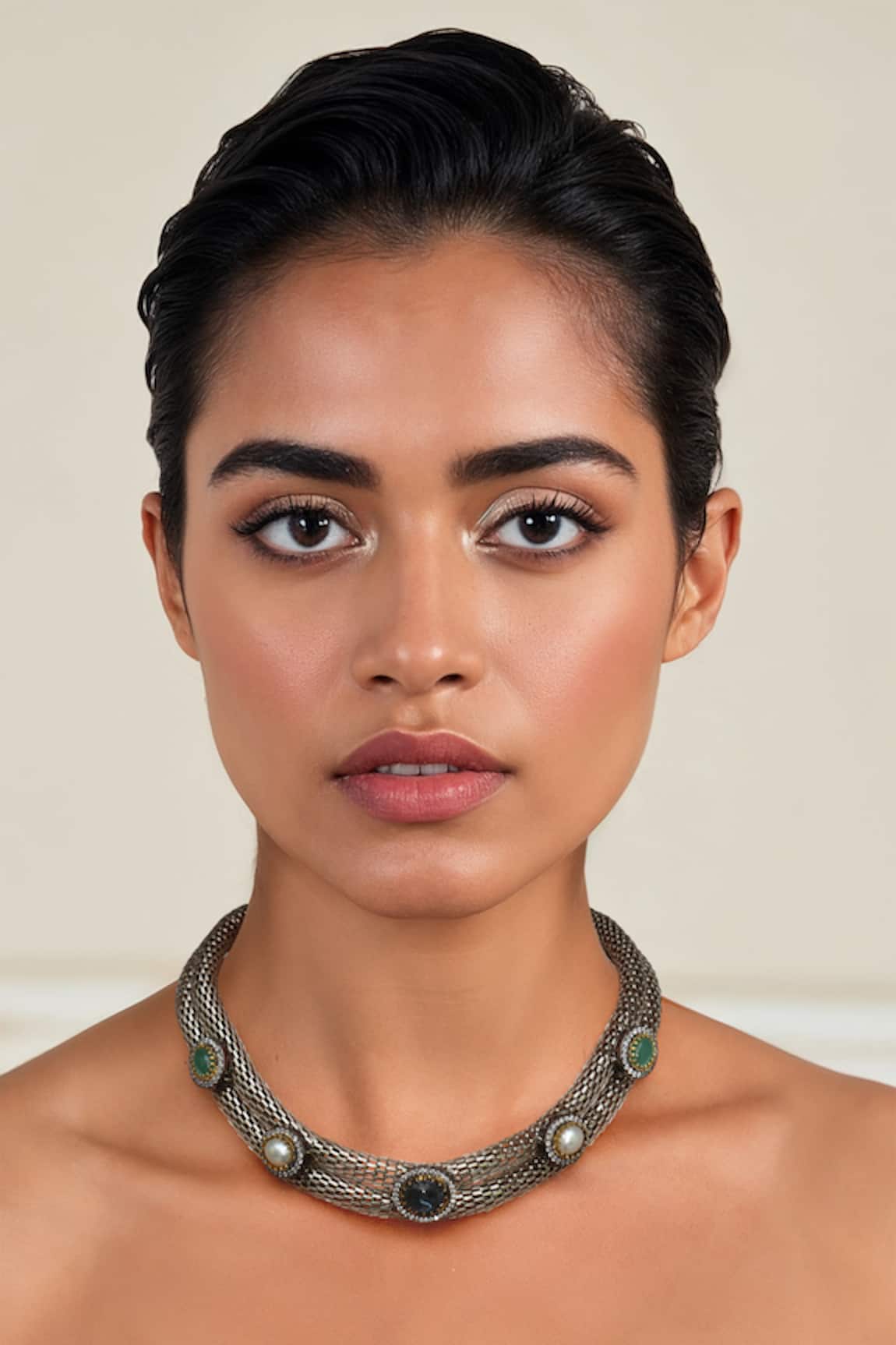 Tad Accessories Antique Finish Semi Precious Stone Necklace