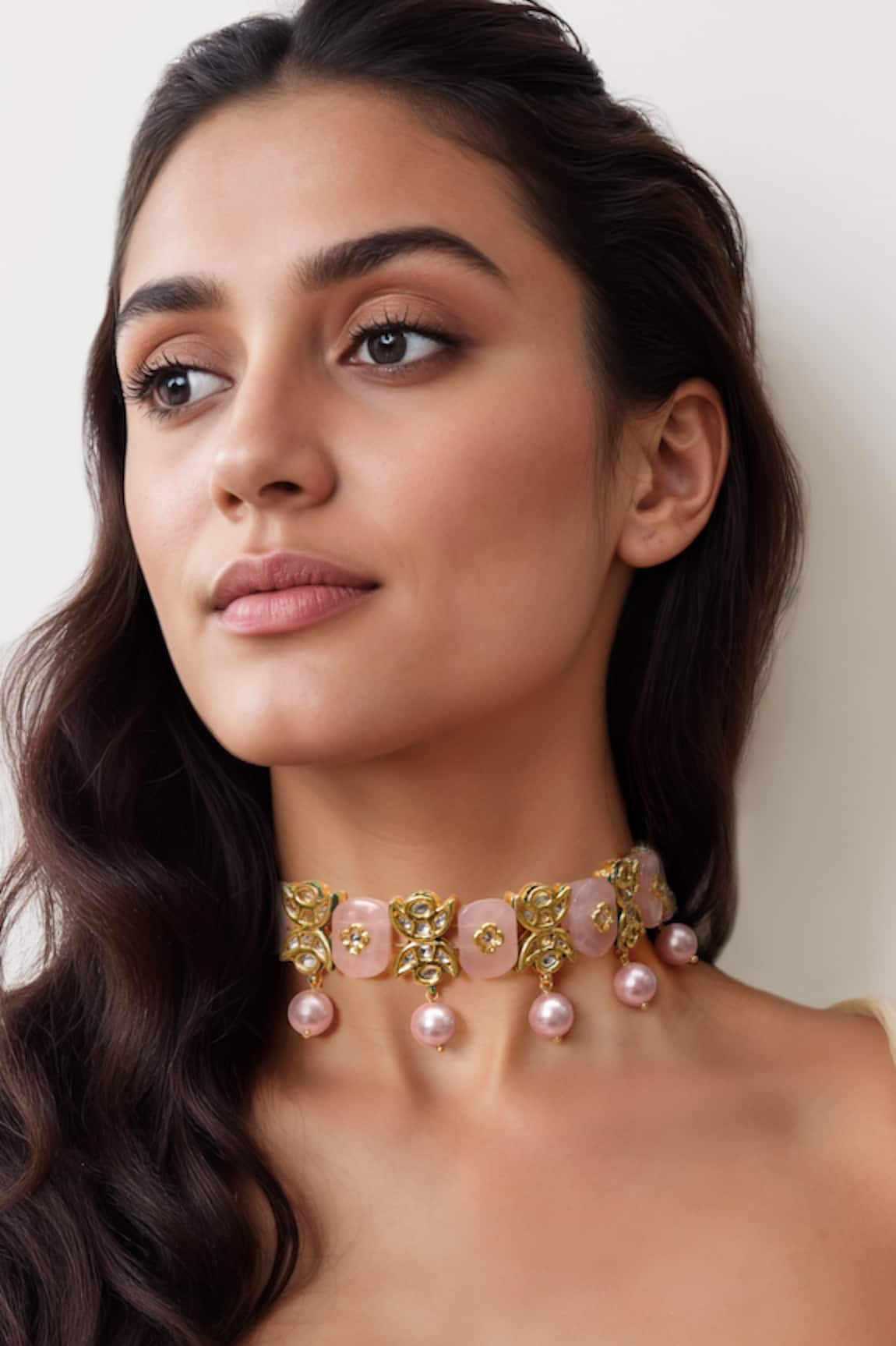 Tad Accessories Gold Finish Kundan Necklace 