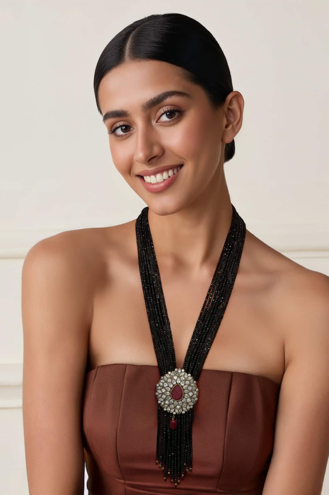 Tad Accessories Two Tone Crystal Bead Necklace 