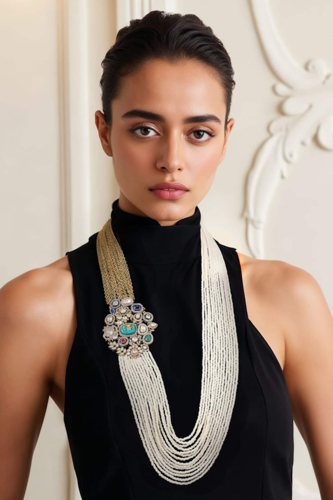 Tad Accessories Gold Finish Kundan Necklace