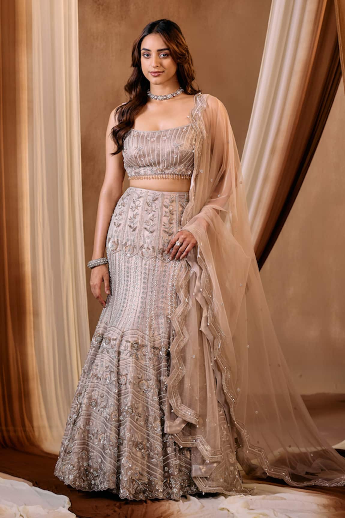 Niamh By Kriti Gold Hand Embroidered Lehenga Set 