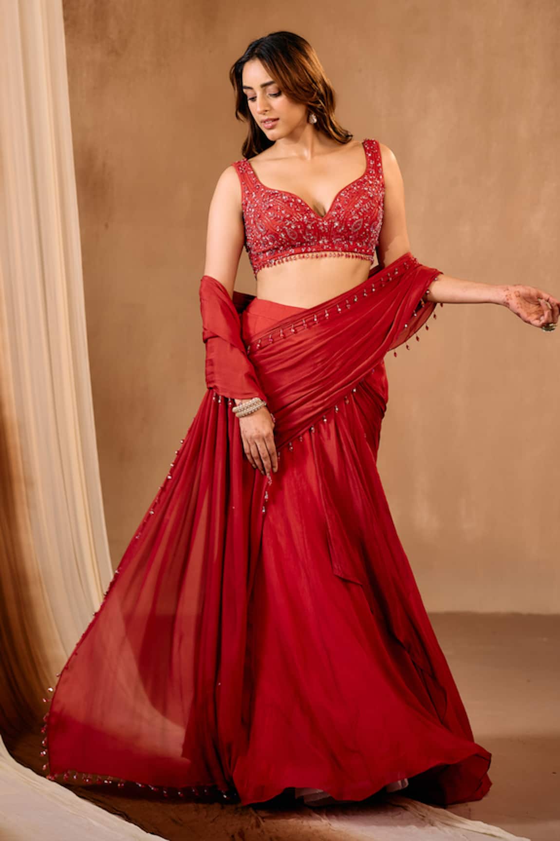 Niamh By Kriti Red Designer Lehenga Set 