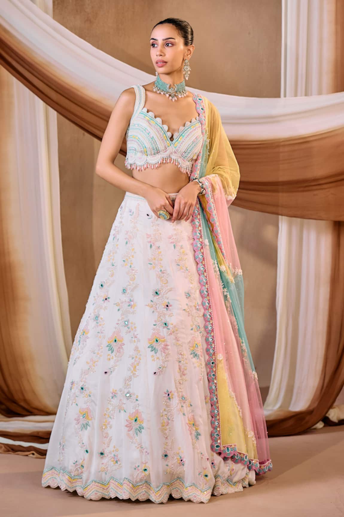 Niamh By Kriti Multi Color Embroidered Lehenga Set 