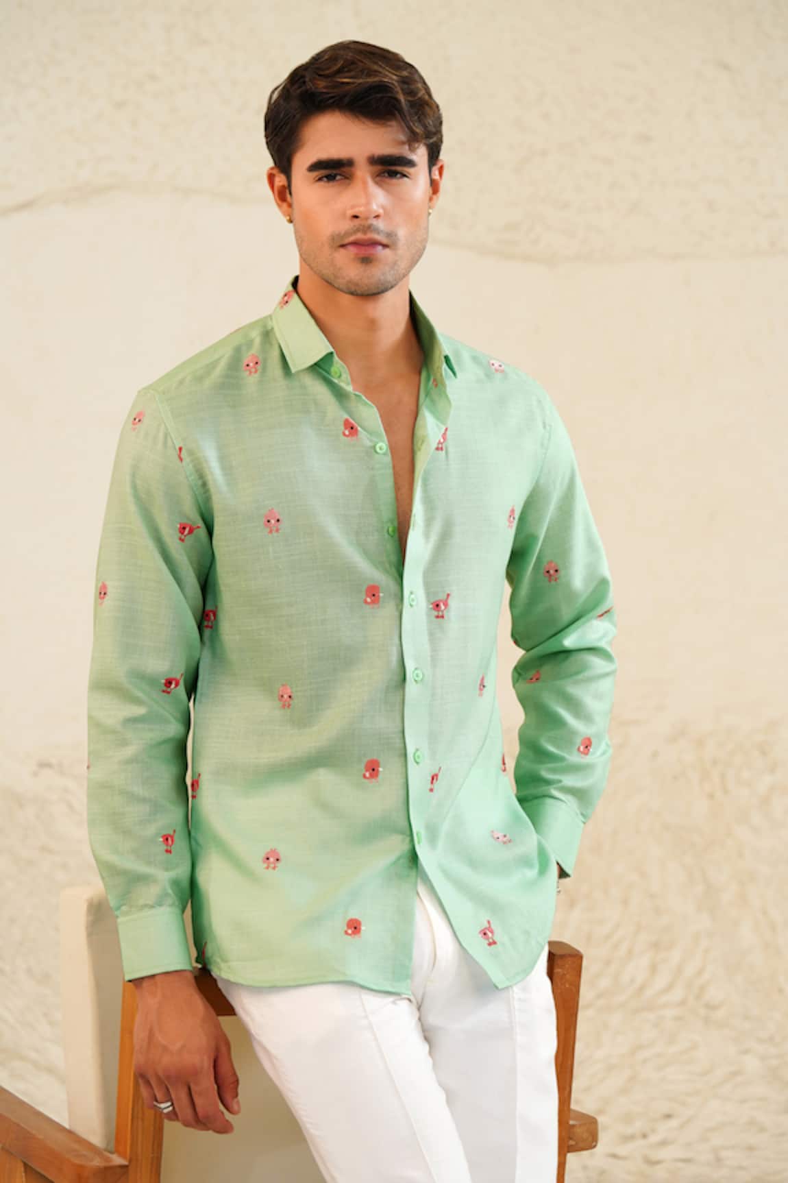 Eleven Brothers Chirp and Chill Embroidered Linen Shirt 