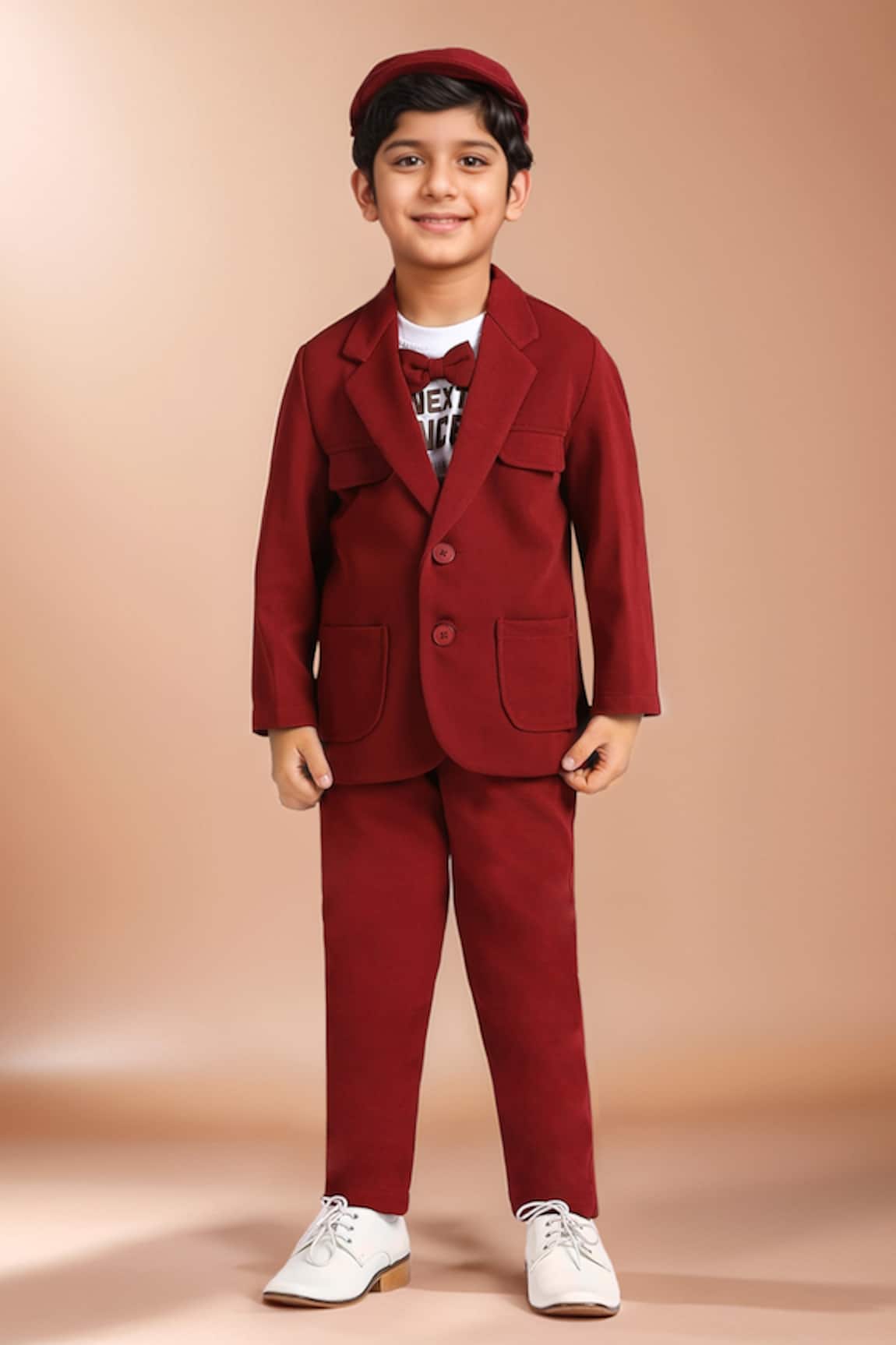 Petite Pomme Red Blazer Suit Set for Boys
