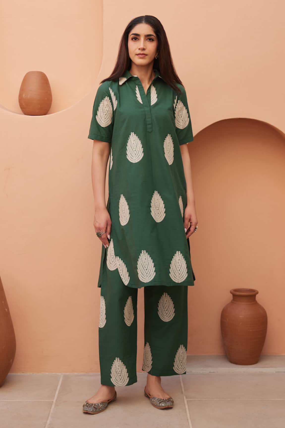 Gulabo Jaipur Khalak Green Kurta & Pant Co-ord Set 