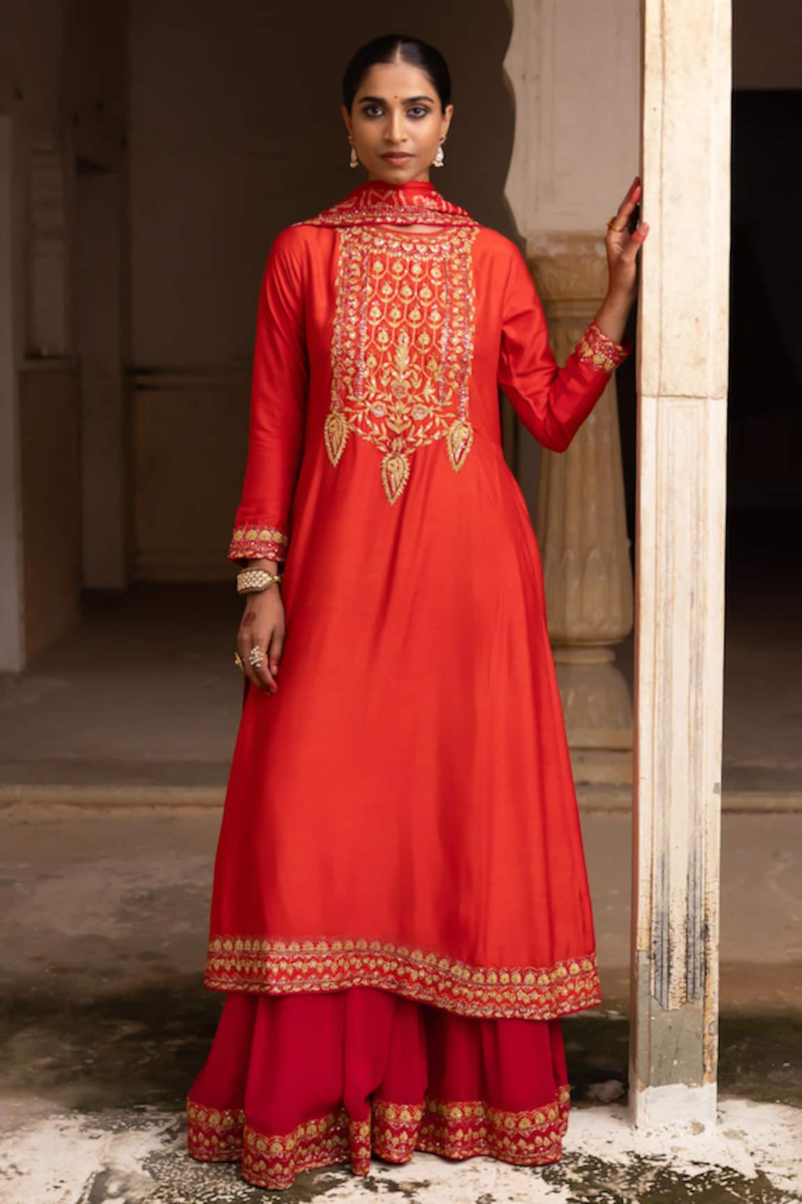 Aangan By Parul Embroidered Kurta Sharara Set 