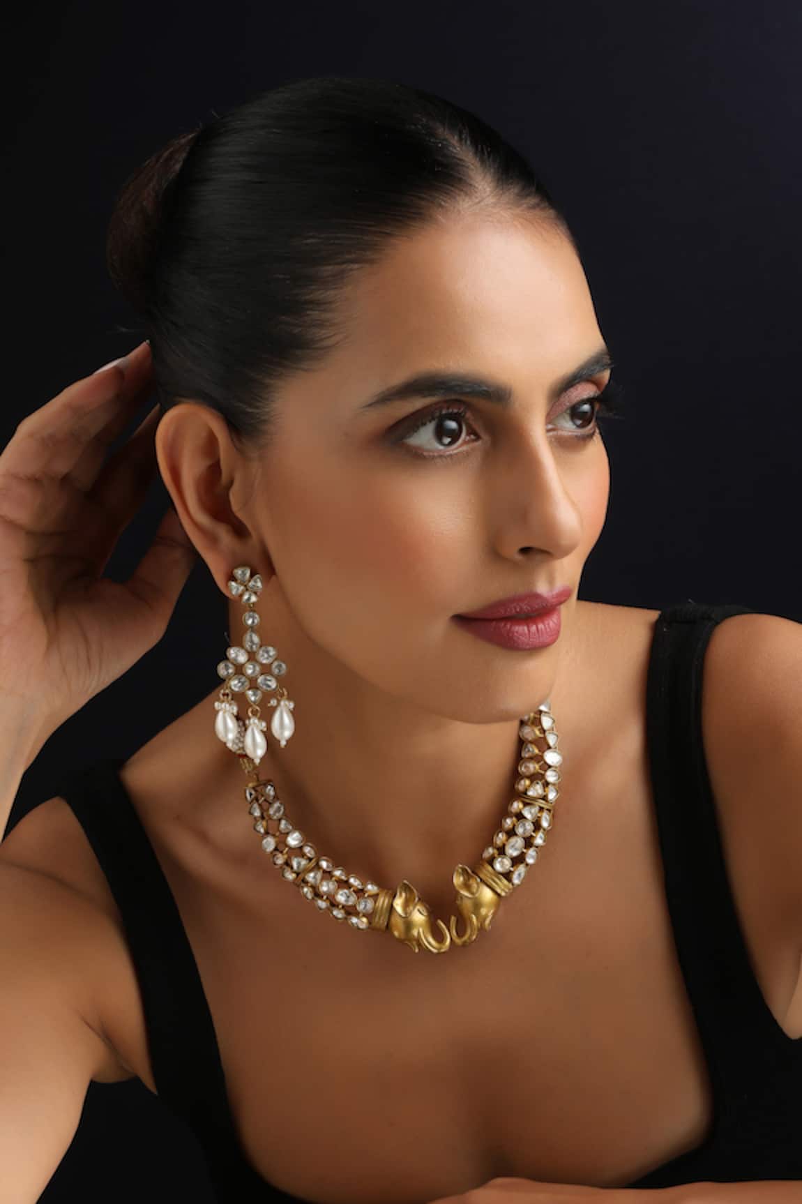 Swabhimann Gold Polki Hasli Necklace Set 