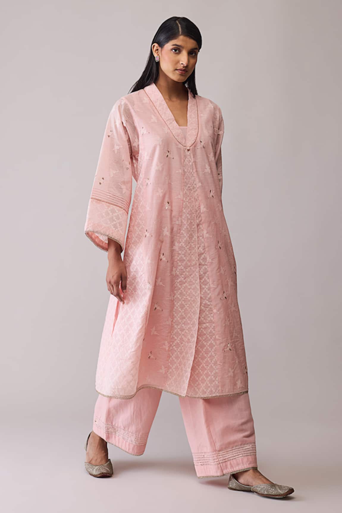 Bunka Pink Ambreen Chanderi Kurta & Pant Set 