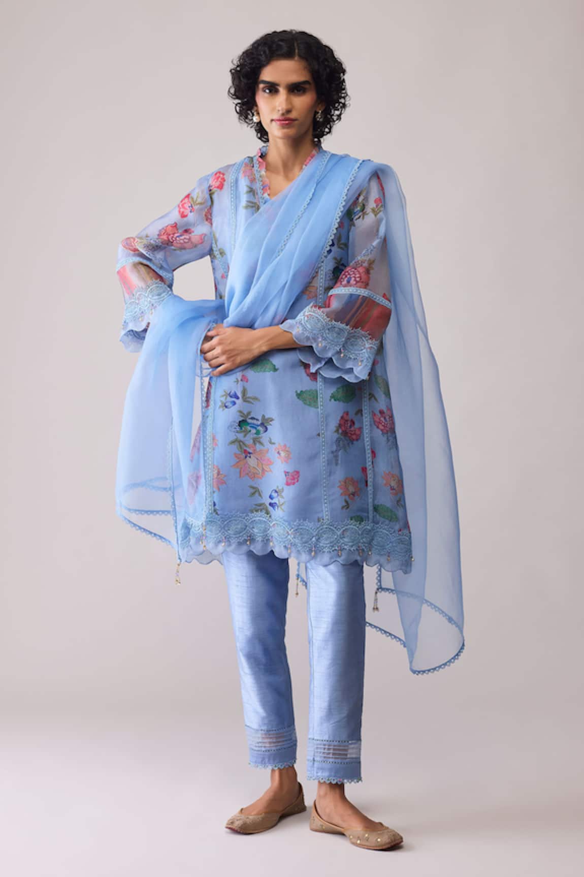 Bunka Farida Blue Print Kurta Set 