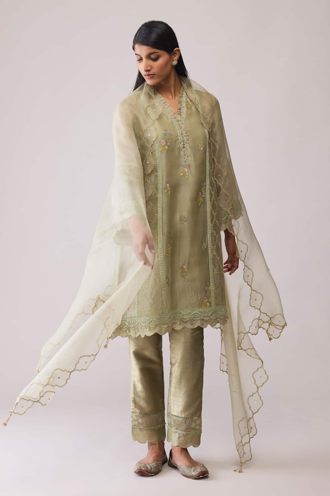 Bunka Farida Green Kurta Set 
