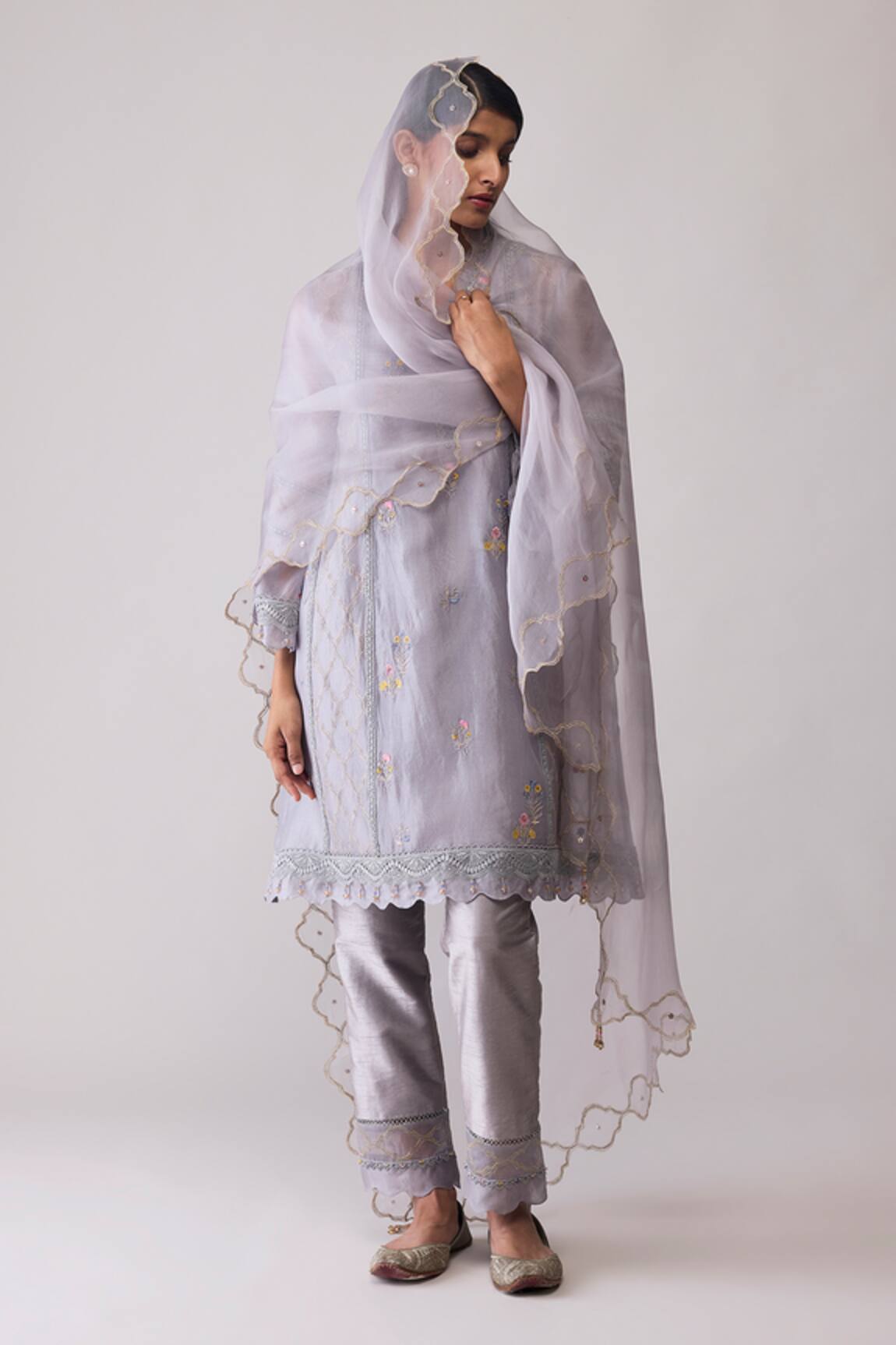 Bunka Farida Embroidered Grey Kurta Set 