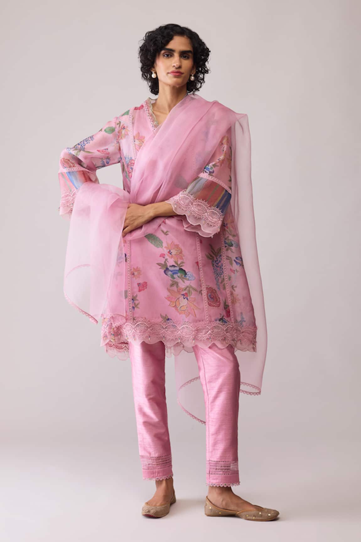 Bunka Farida Pink Print Kurta Set 