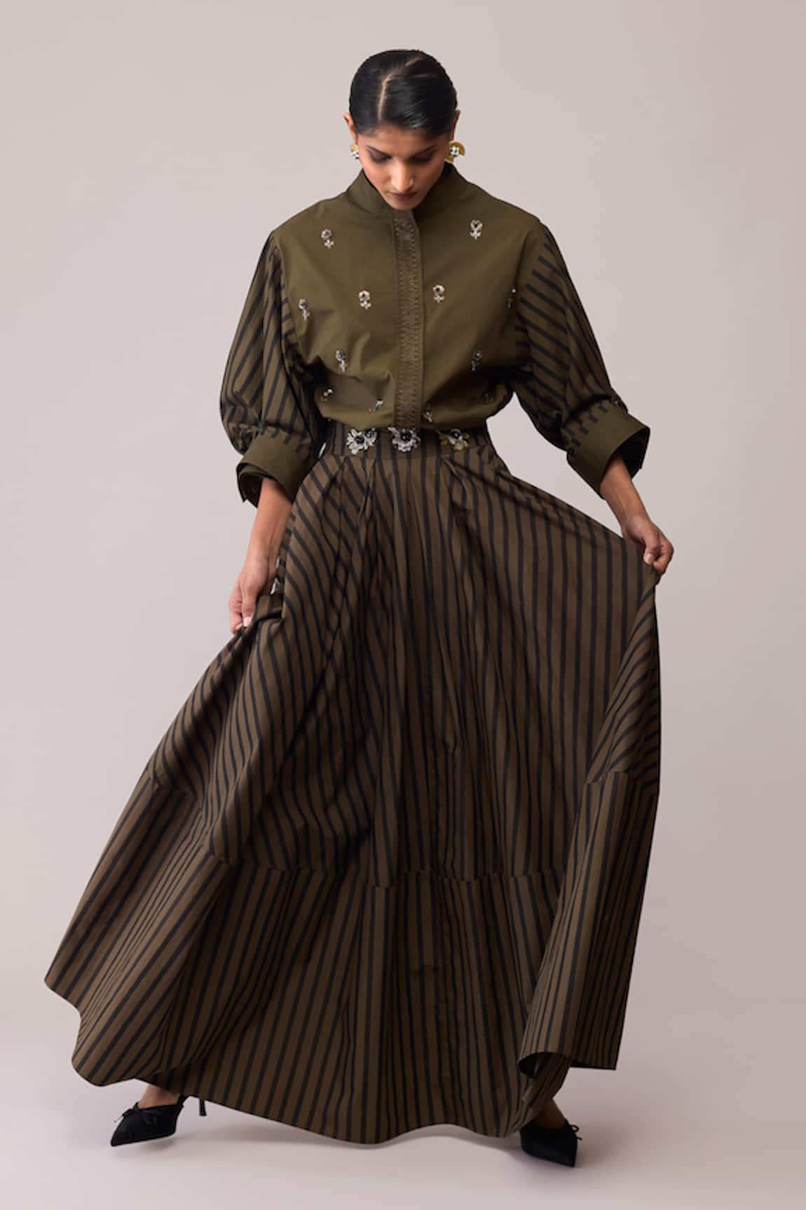 Bunka Fleur Olive Skirt 