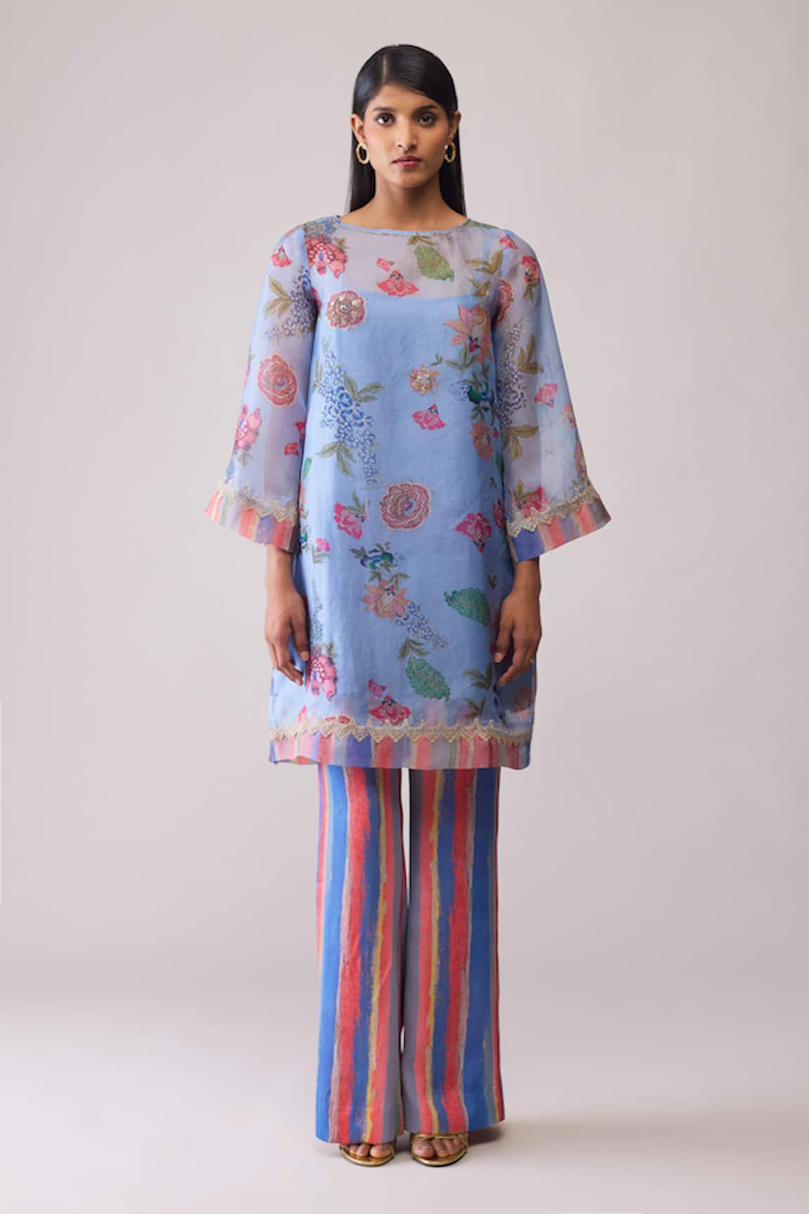 Bunka Myla Blue Print Kurta Set 