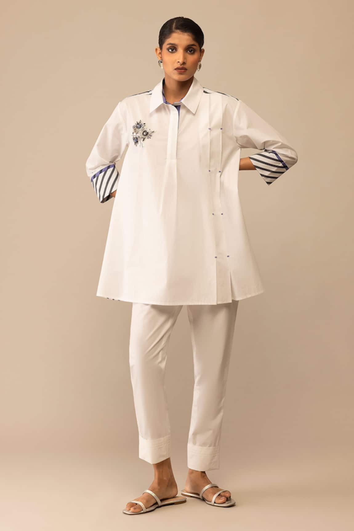 Bunka Neela White Tunic With Pant 
