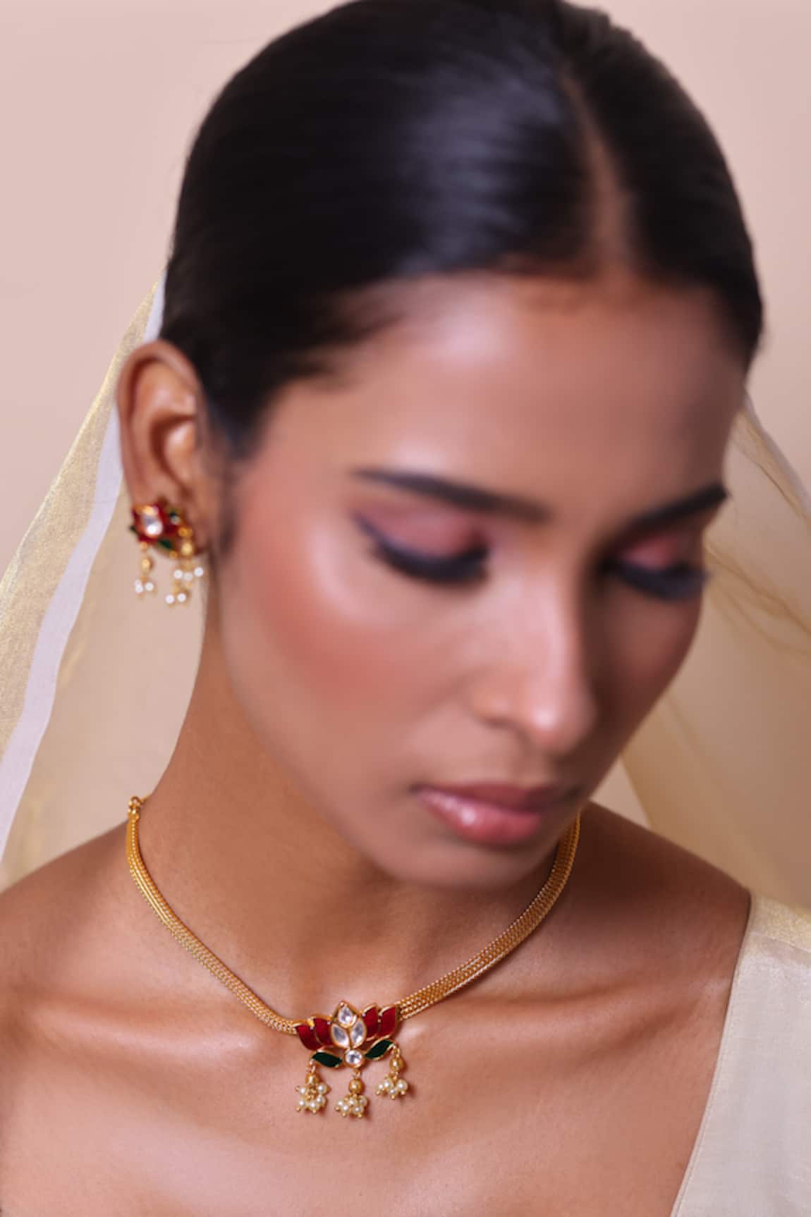 Zaza By Somya Lotus Bloom Necklace Set 