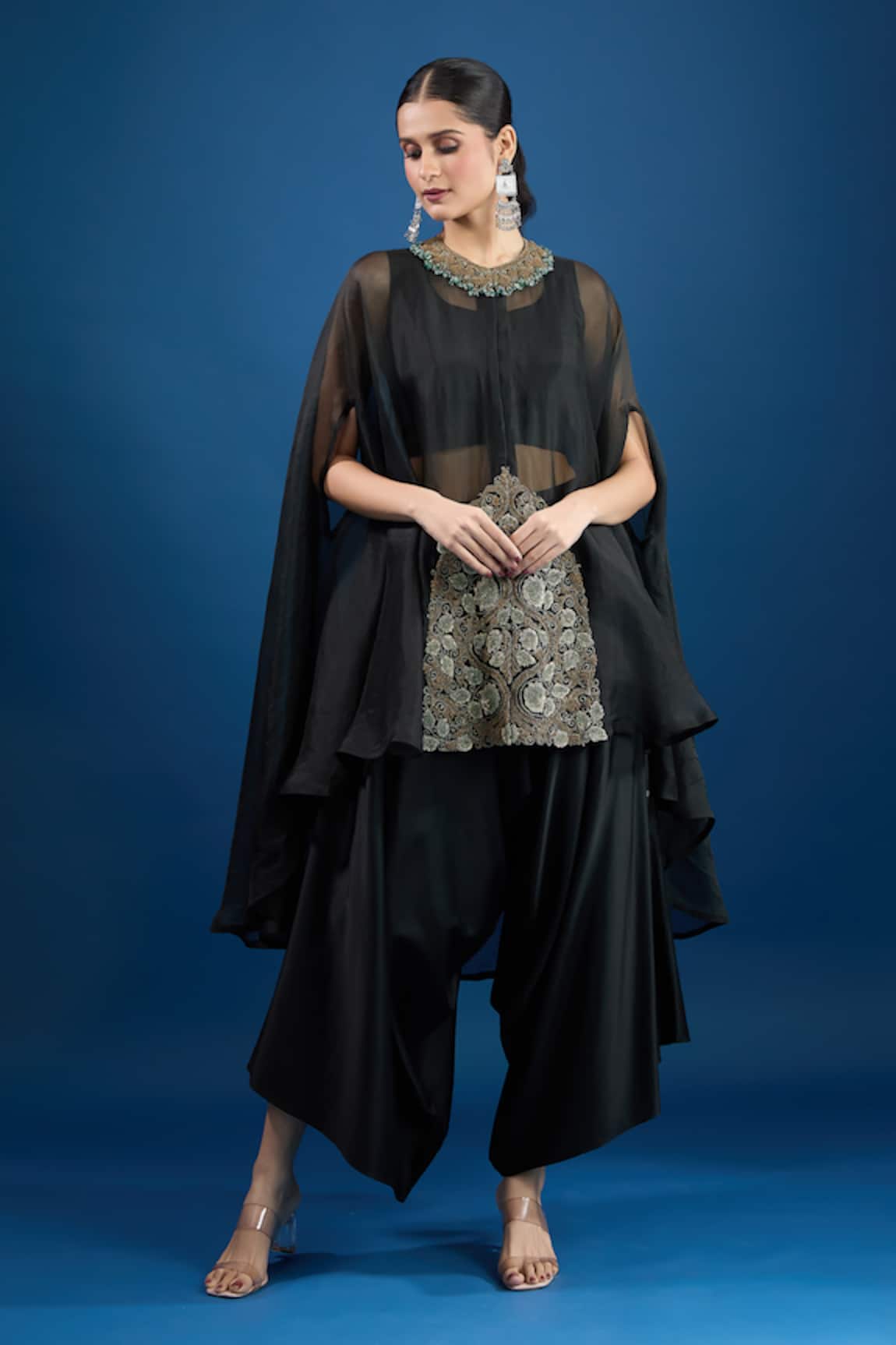 Prisho Black Designer Kaftan Set