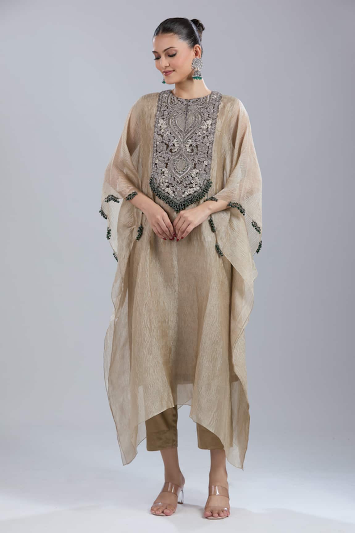Prisho Yoke Embroidered Kaftan & Pant Set 