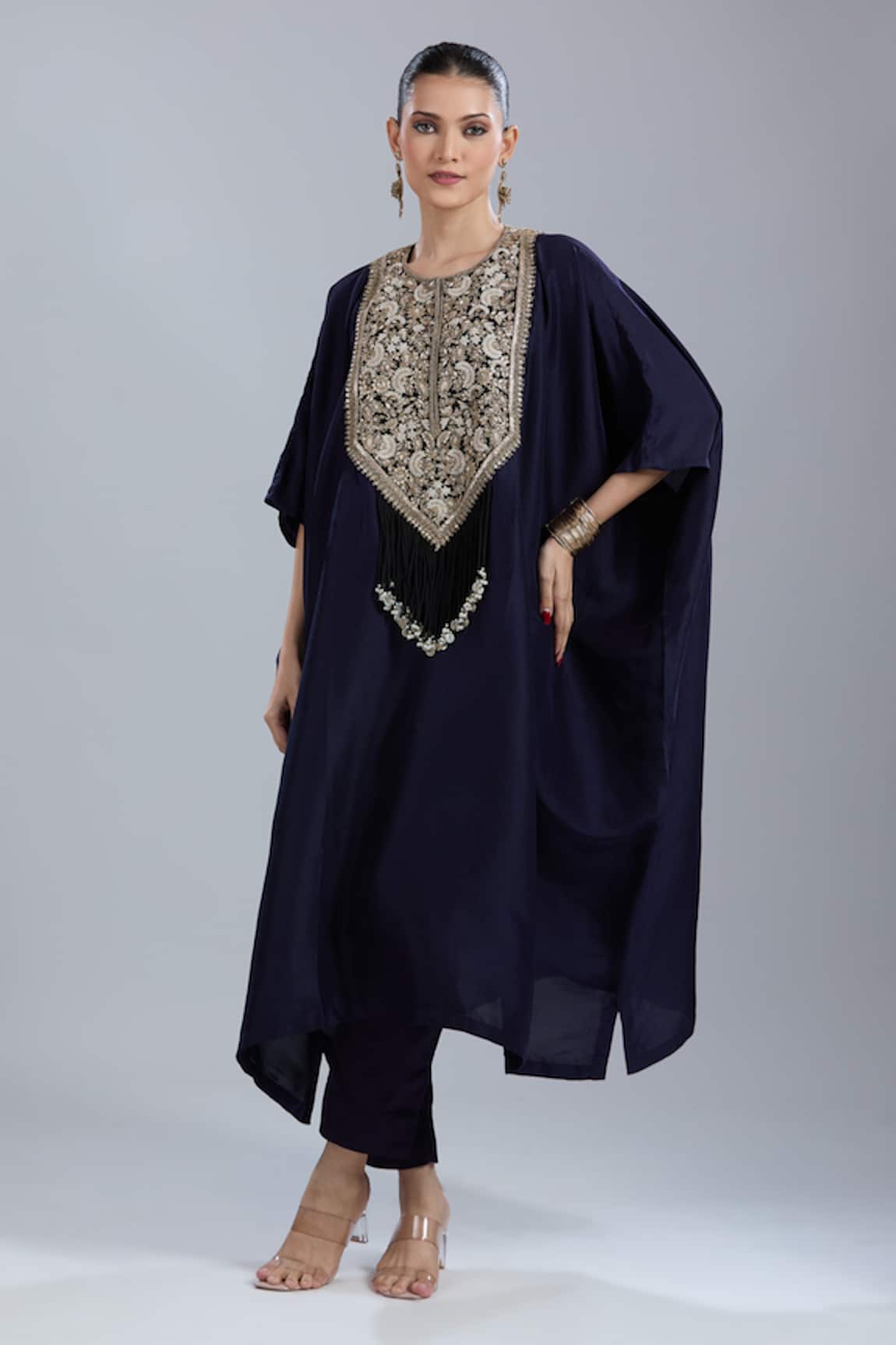 Prisho Resham Embroidered Kaftan & Pant Set 
