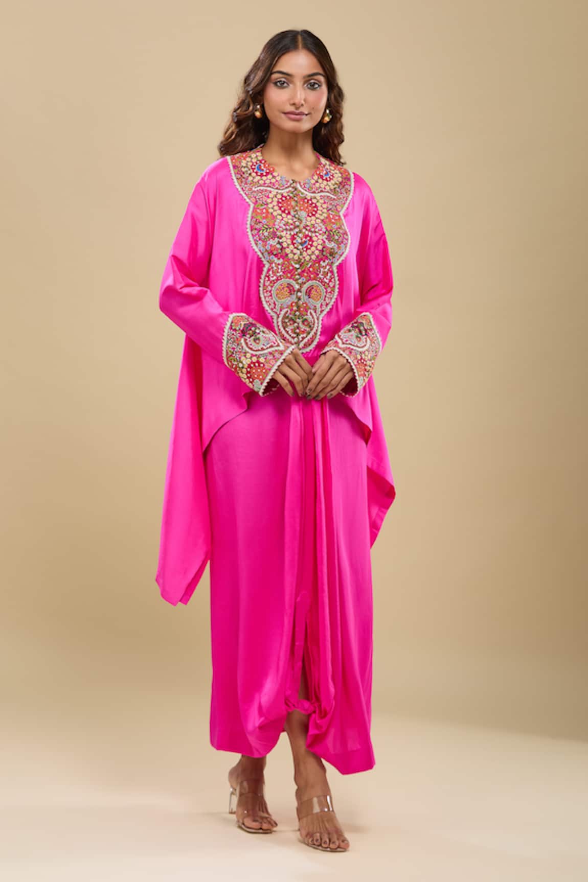 Anamika Khanna Bright Pink Tunic & Skirt Set 