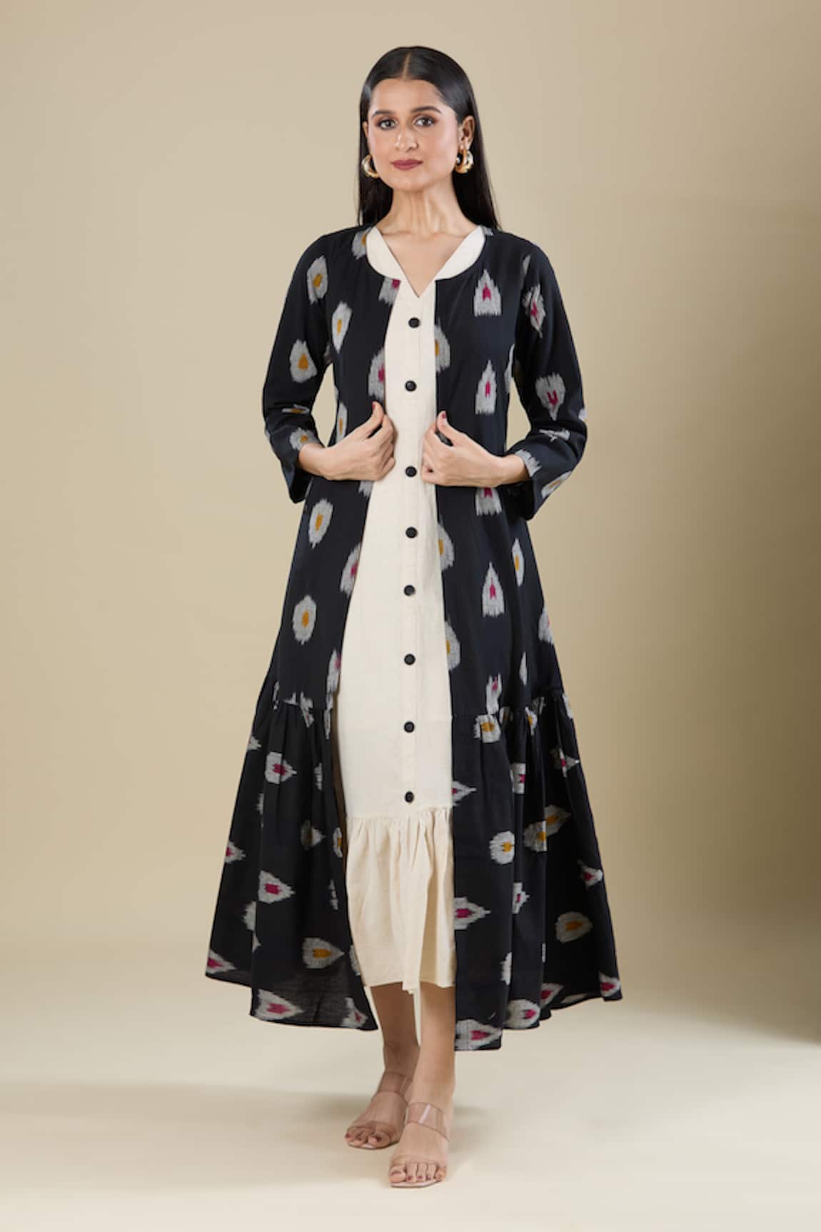 Naintara Bajaj Handloom Cotton Jacket & Dress Set 