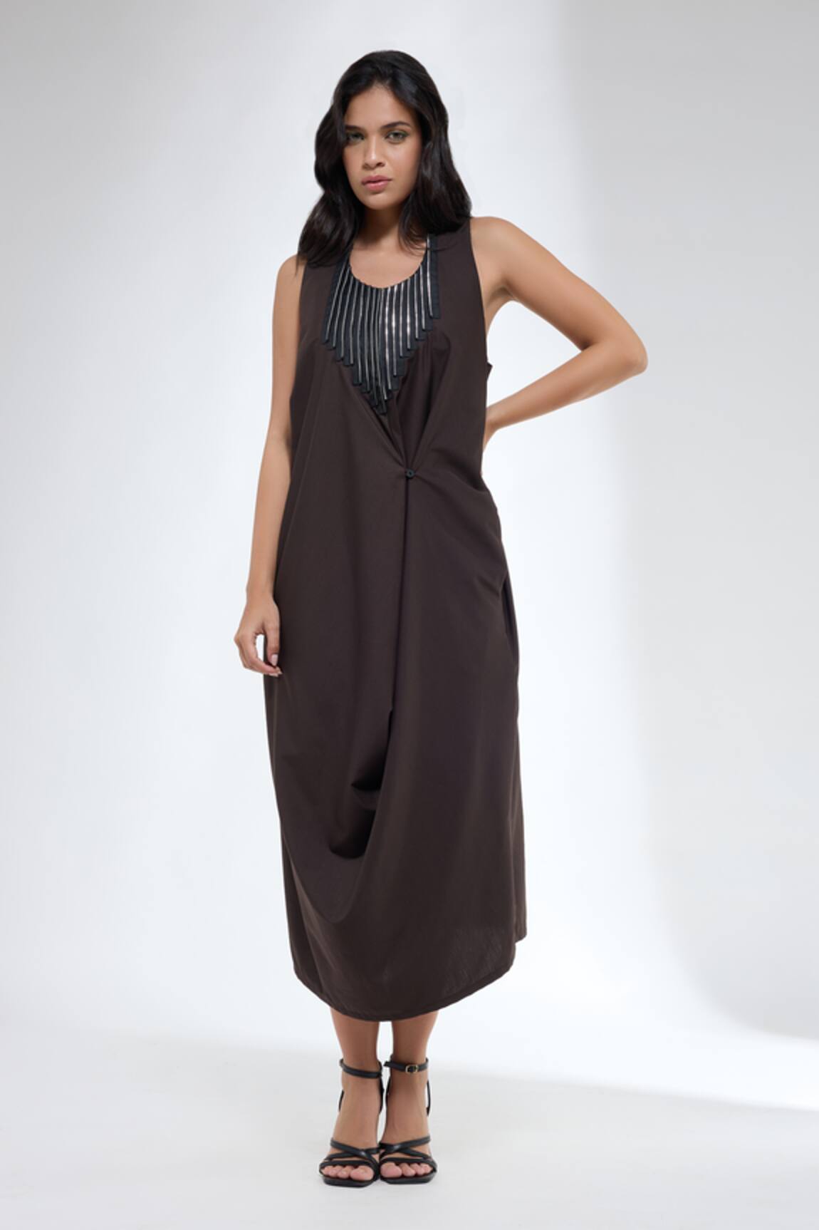 Krati Jain Brown Halter Dress 
