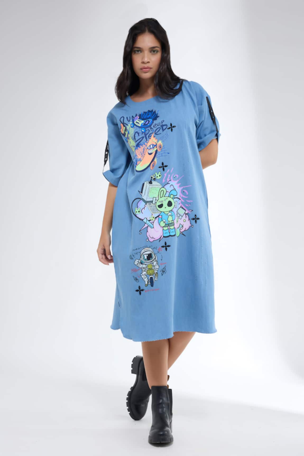 Krati Jain Funky Motif Denim Tunic 