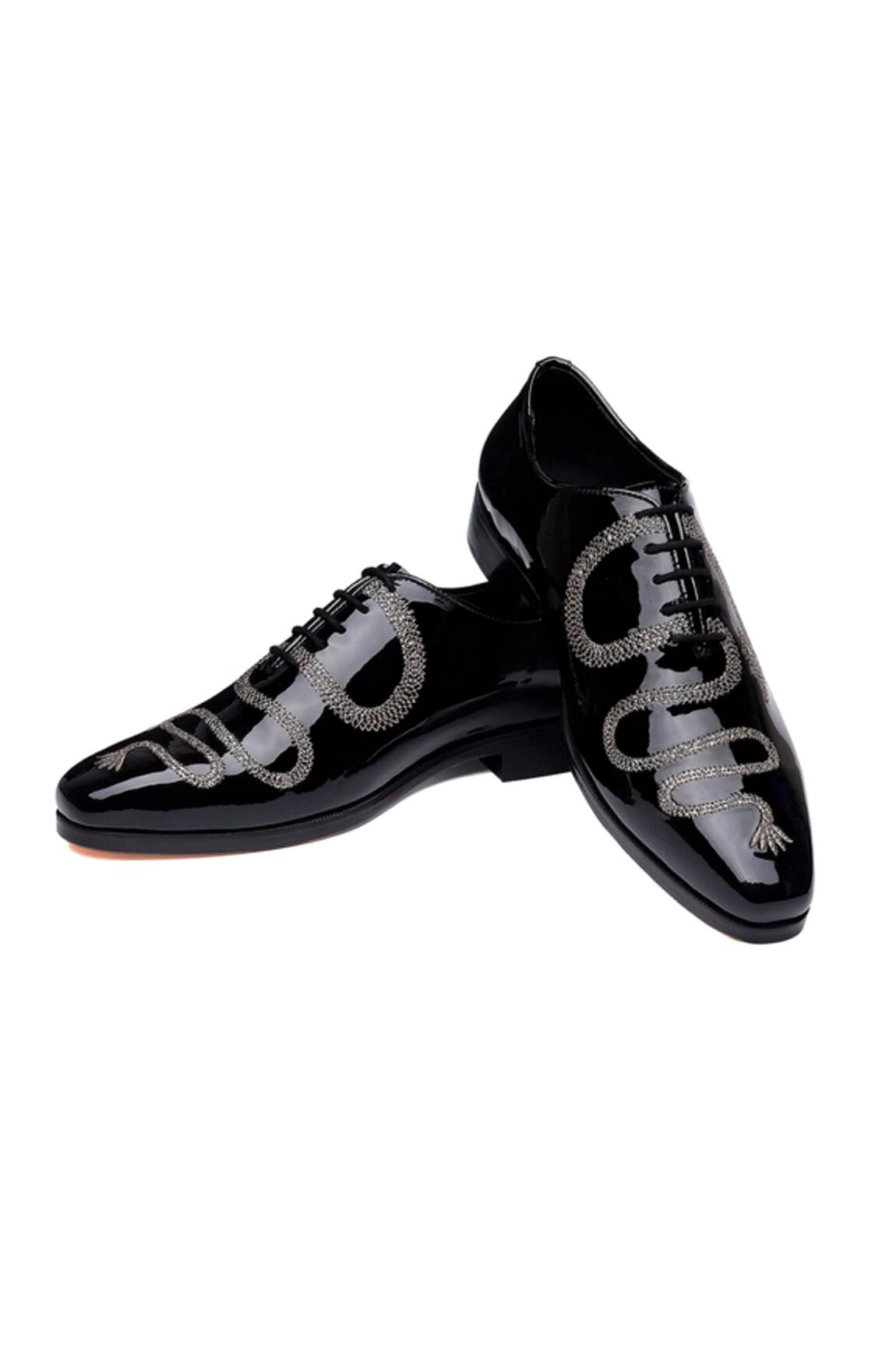 Shutiq Sesha Dragon Stitched Patent Leather Shoes 