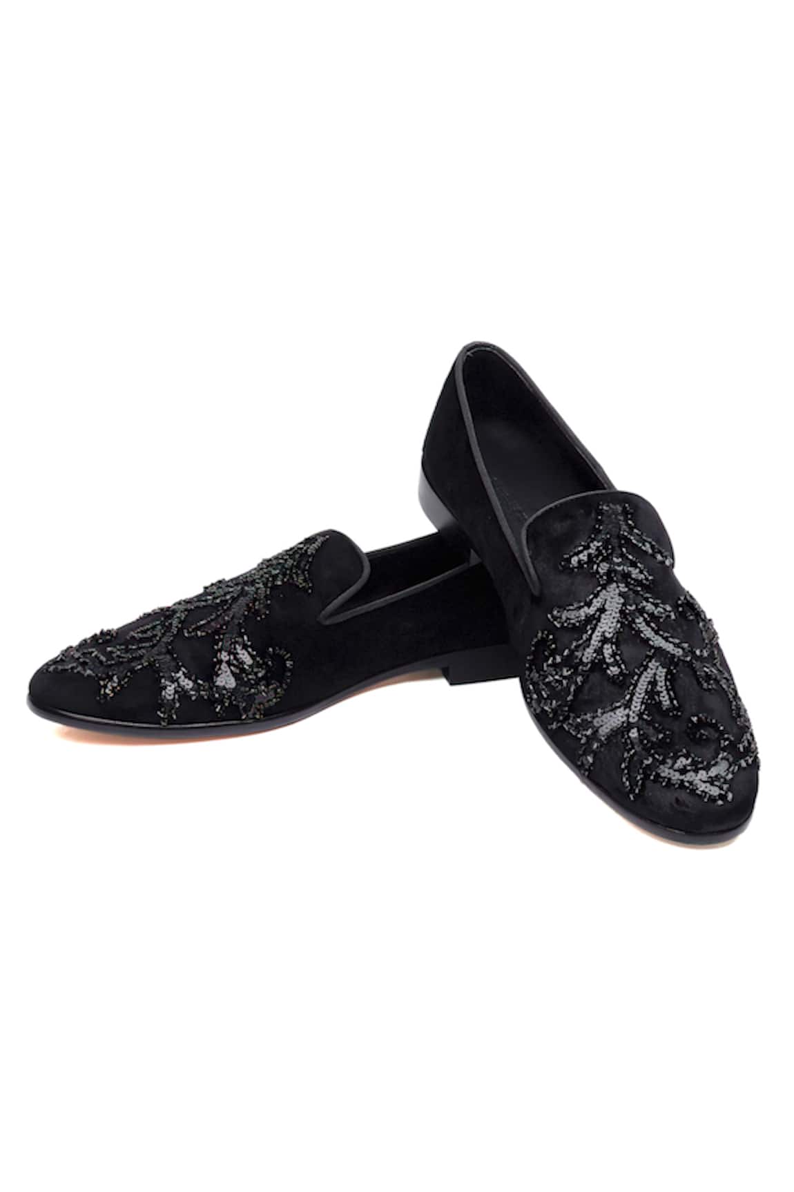 Shutiq Bellona Coal Embellished Loafers 