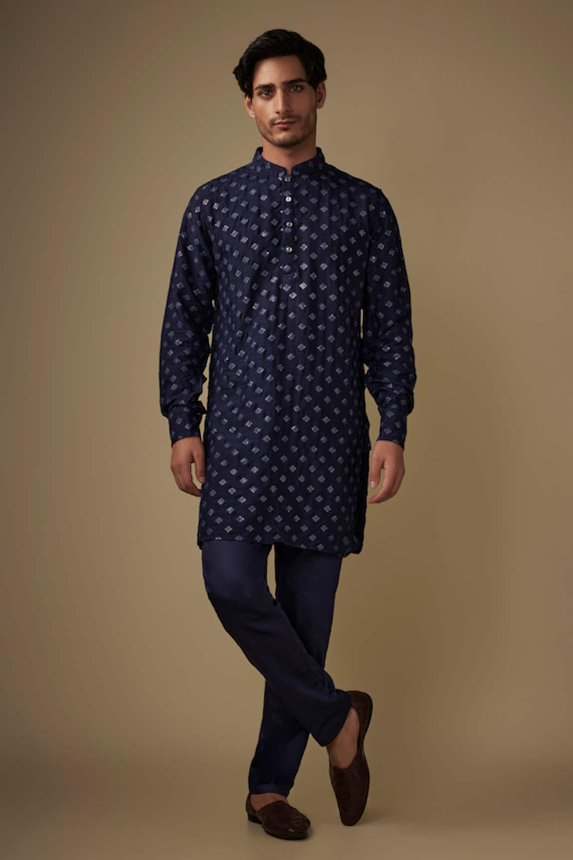 Spring Break Navy Blue Embroiderd Kurta Set 