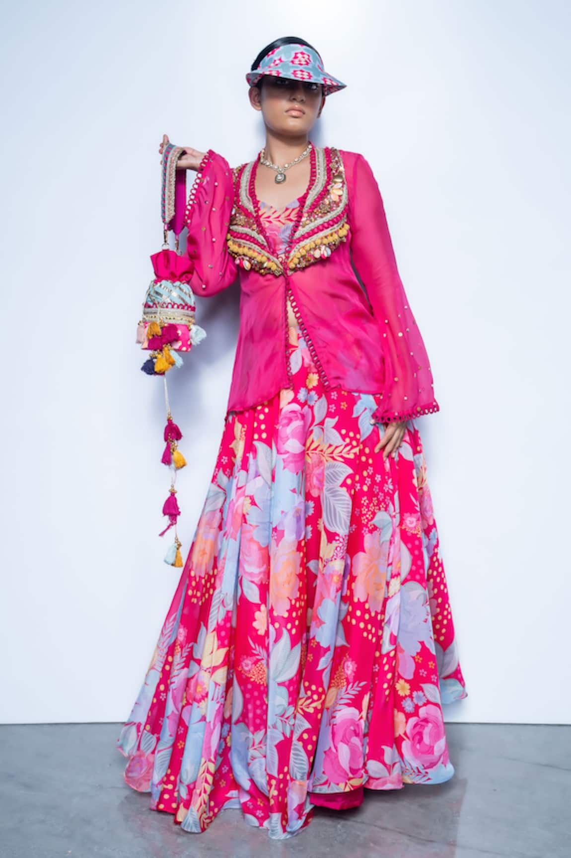 Rishi And Vibhuti Fuchsia Pink Rani Rush Lehenga Set 