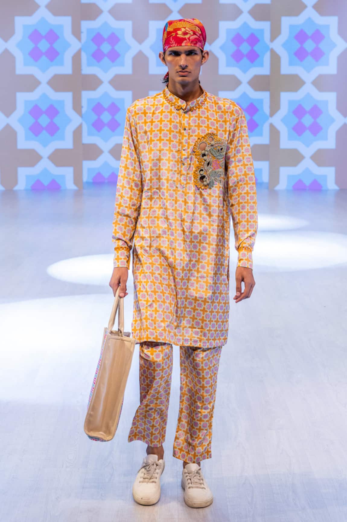 Rishi And Vibhuti Marigold Yellow Printed Kurta & Pant Set 