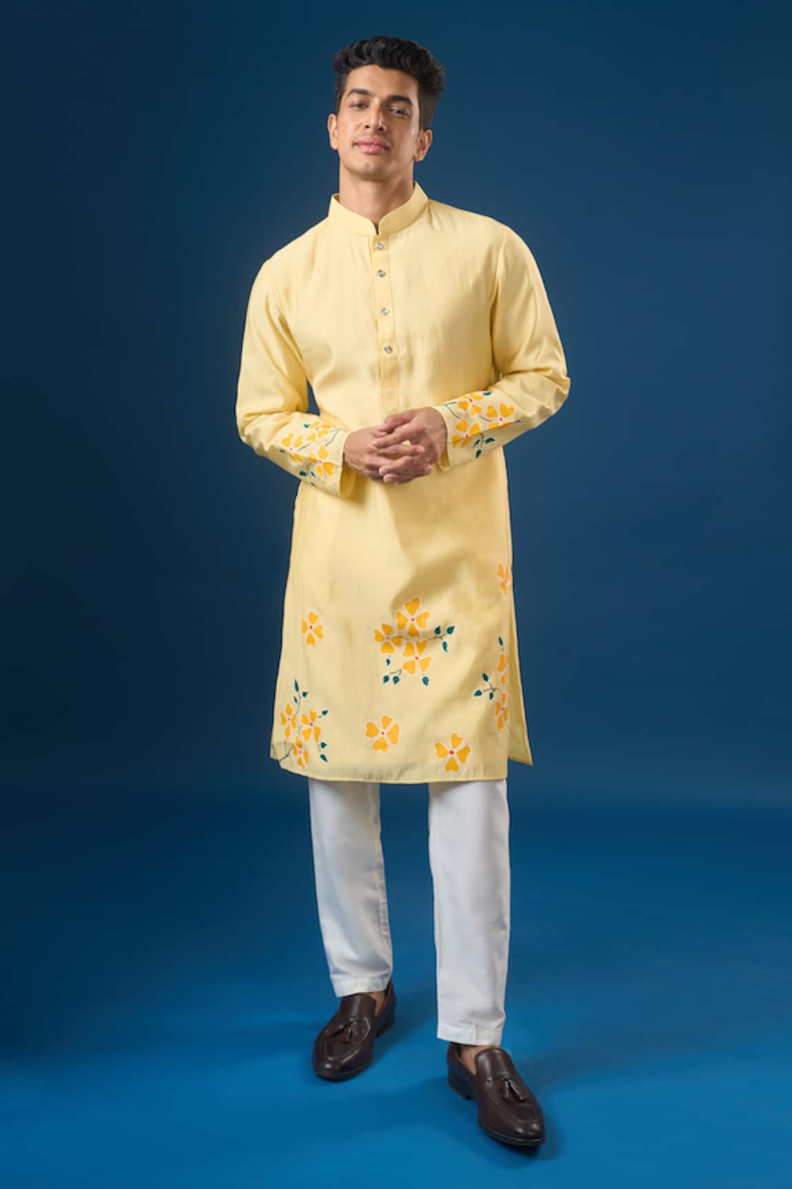 Rng Safawala Floral Printed Yellow Kurta Set 