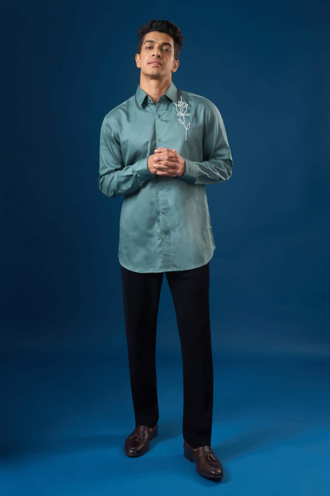 Rng Safawala Rama Green Rose Shirt 