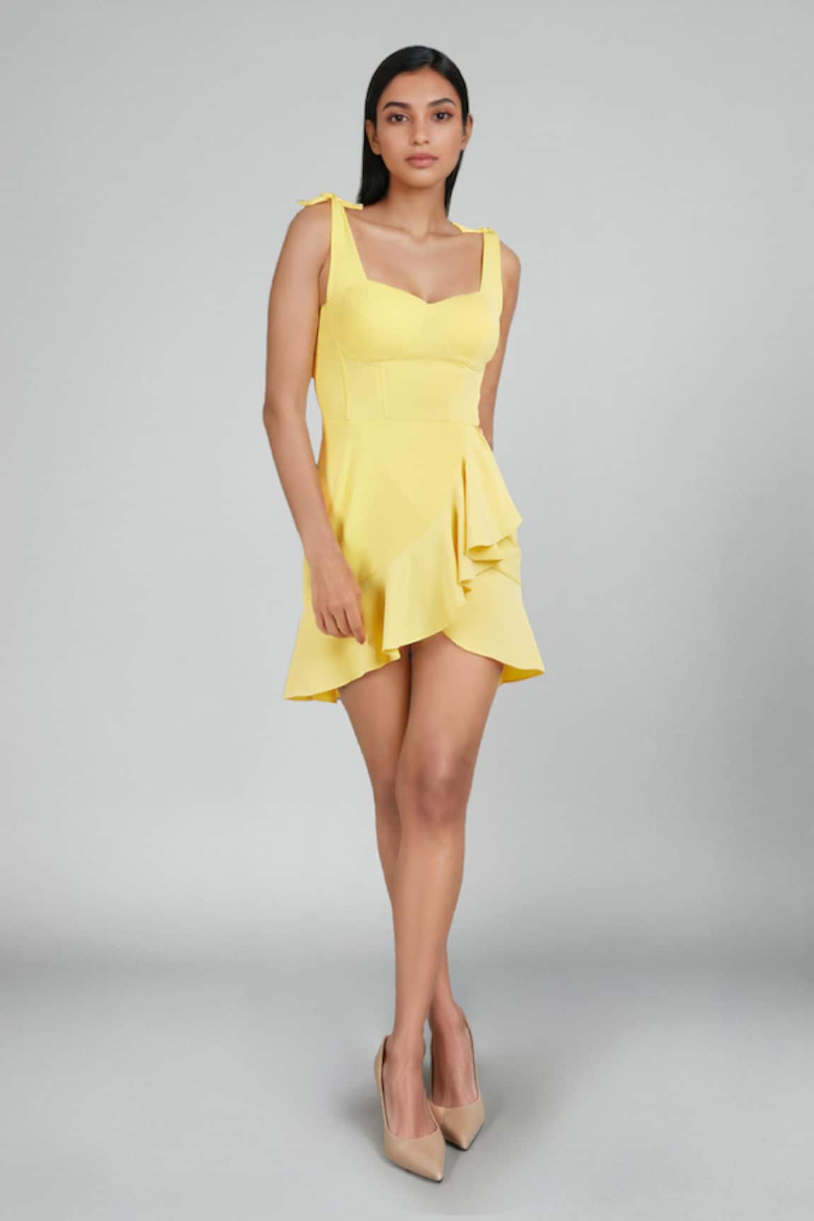 Emblaze Yellow Viscose Mini Dress 