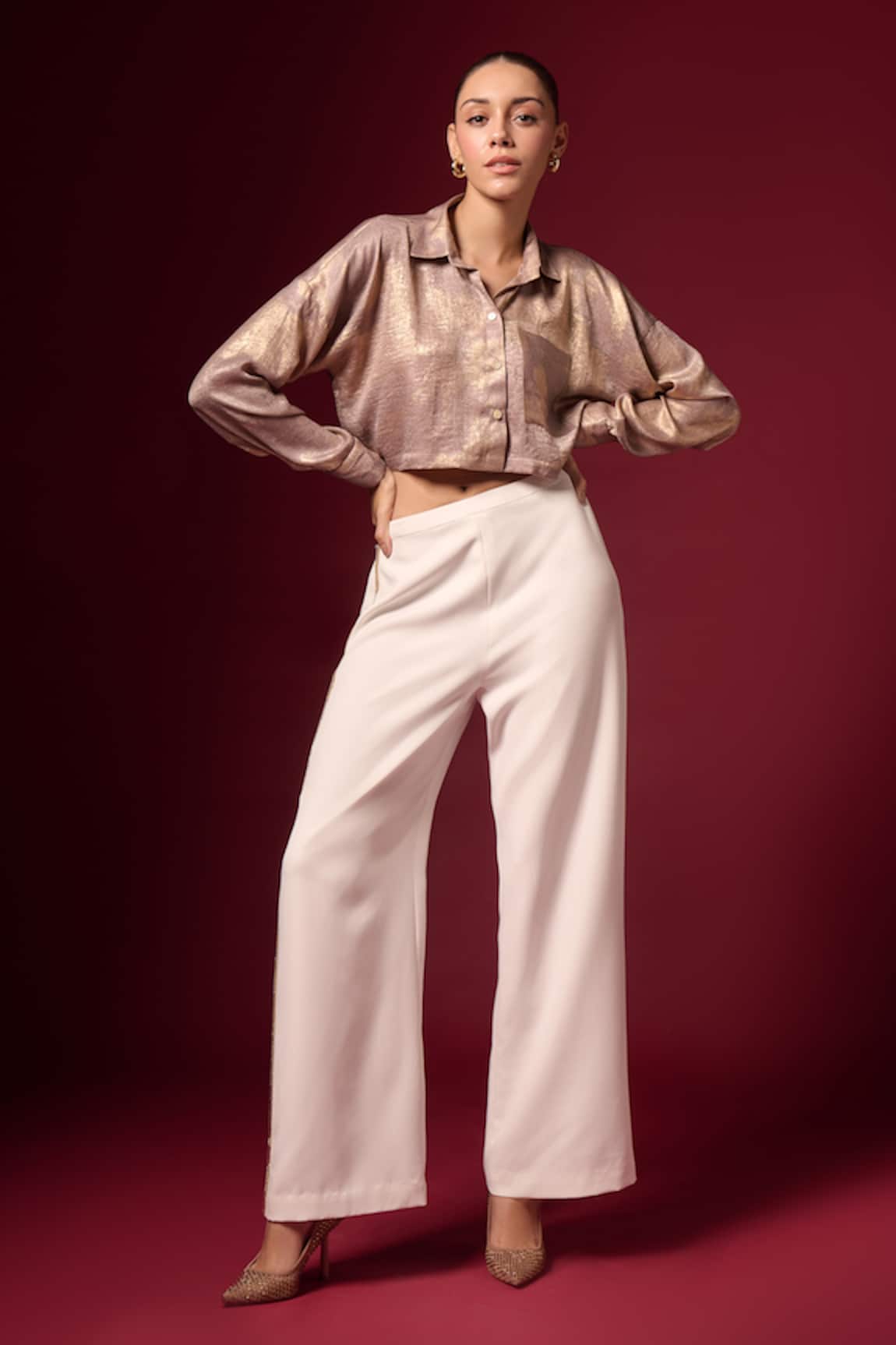 Emblaze Golden Foil Crop Shirt 