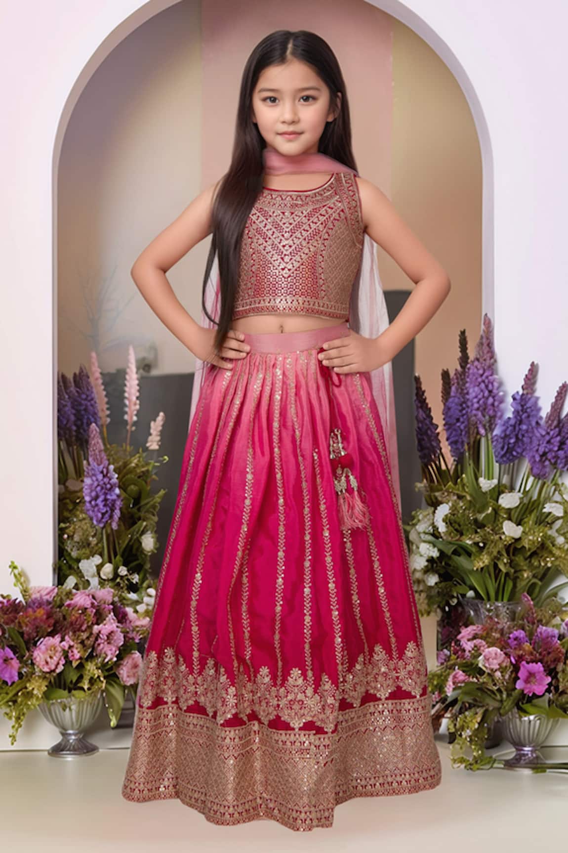 Samyukta Singhania Rani Pink Embroidered Lehenga Set 