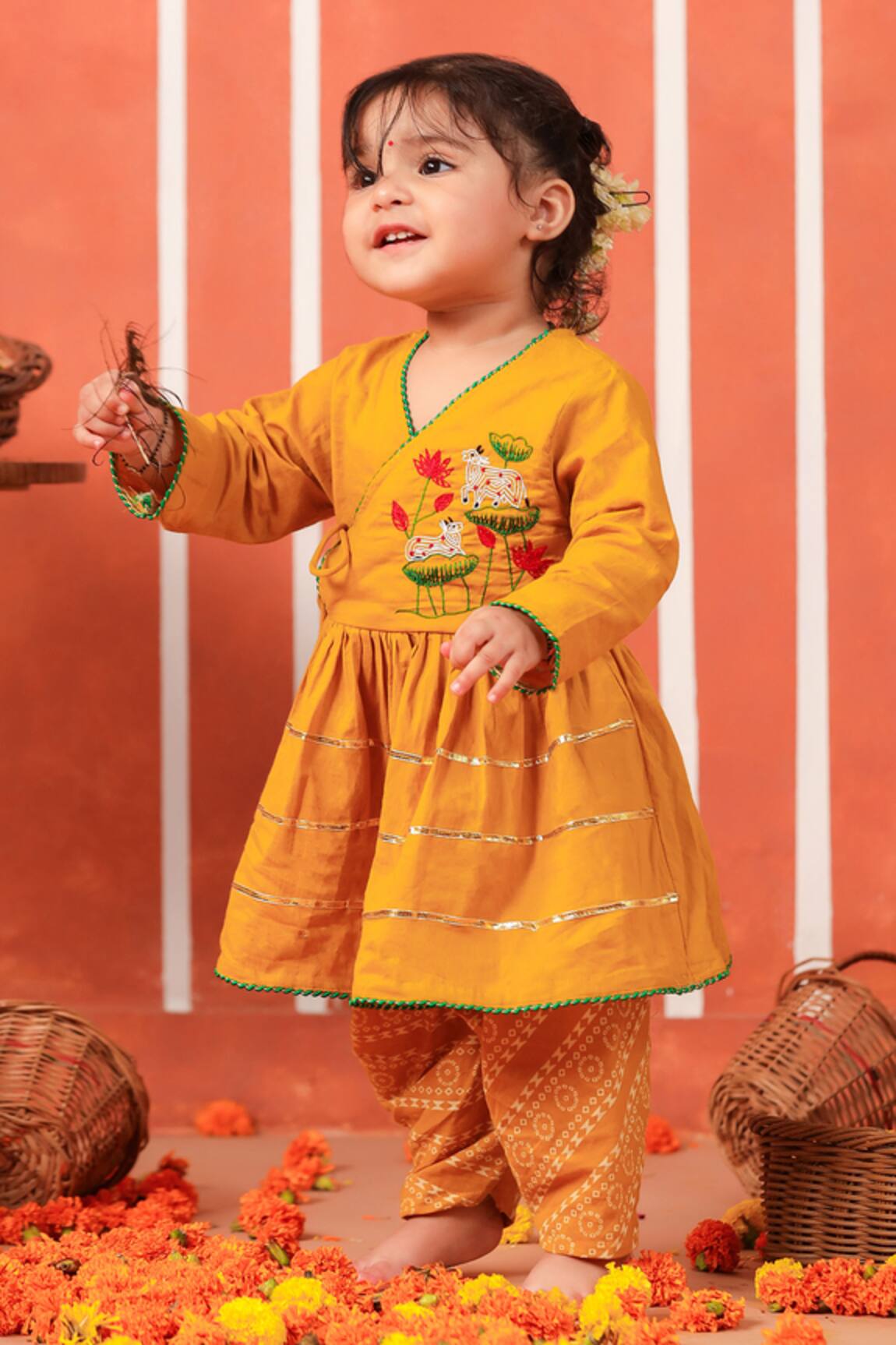 Cute Couture Radha Rani Peplum Kurta & Dhoti Pant Set 