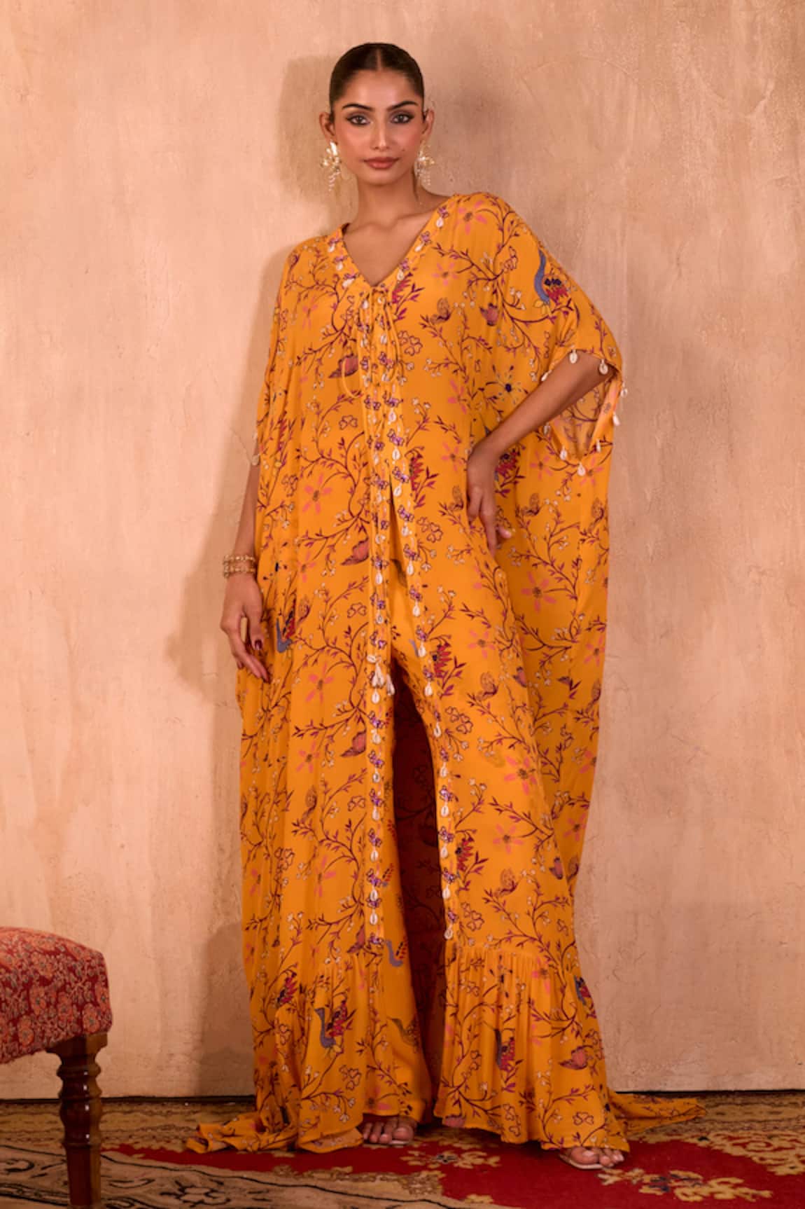 Mehak Murpana X AZA Floral Print Long Kaftan With Pant 