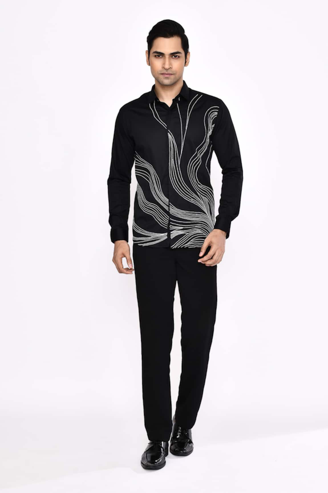 Arihant Rai Sinha Black Printed Cotton Blend Shirt 