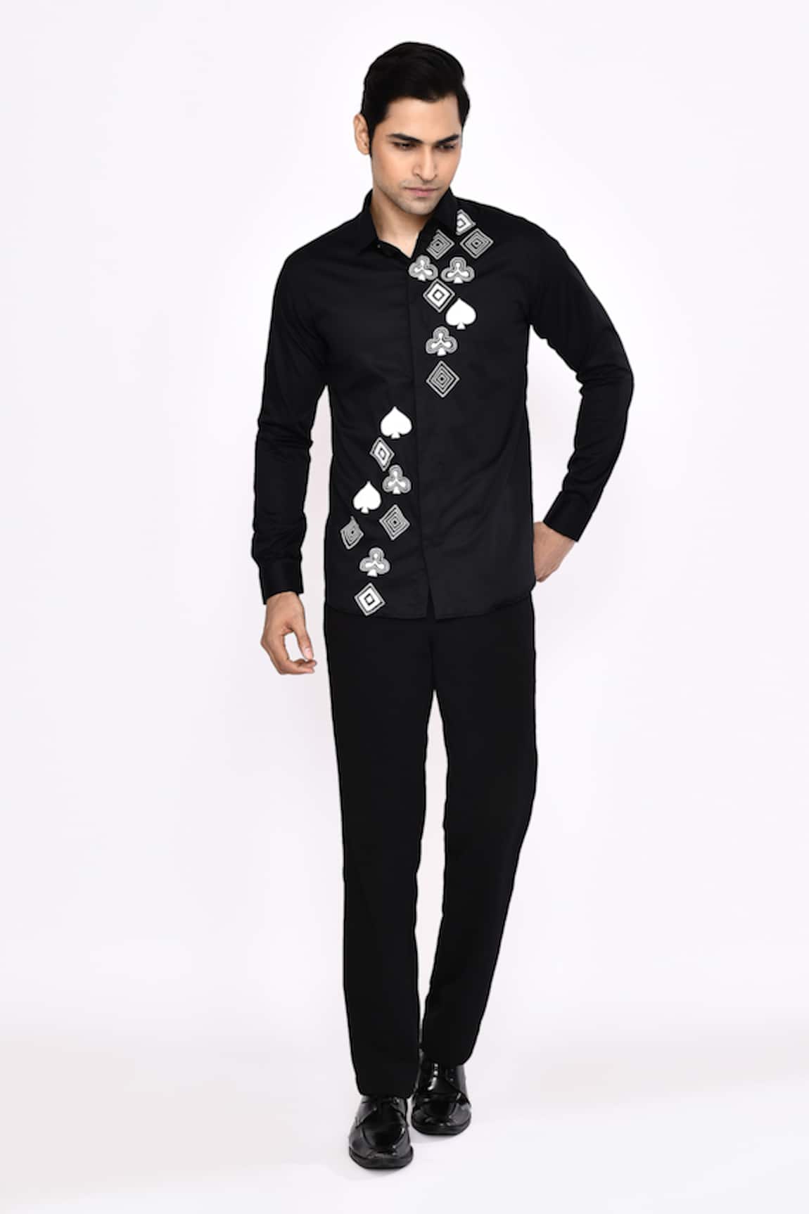 Aryavir Malhotra Black Printed Cotton Blend Shirt 